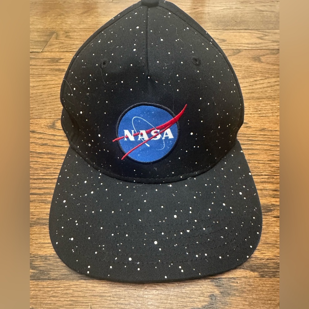 NASA Snapback Hat Youth Black Galaxy Print Aldrin Family Foundation OSFM
